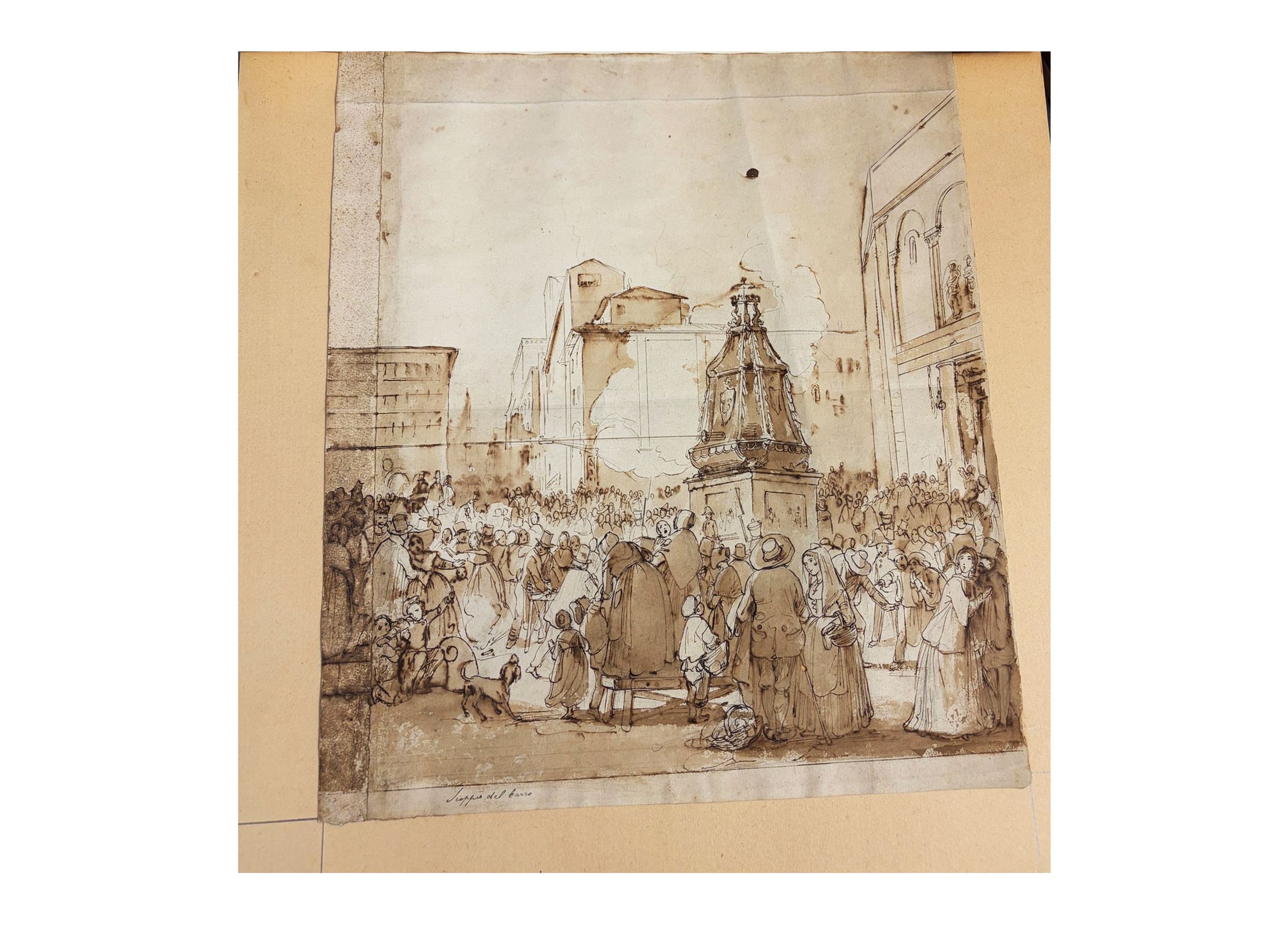 Scuola Toscana del XIX Secolo - Lo scoppio del carro a Firenze