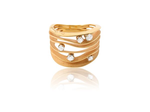 Cammilli, anello, in oro orange apricot 18Kt e diamanti