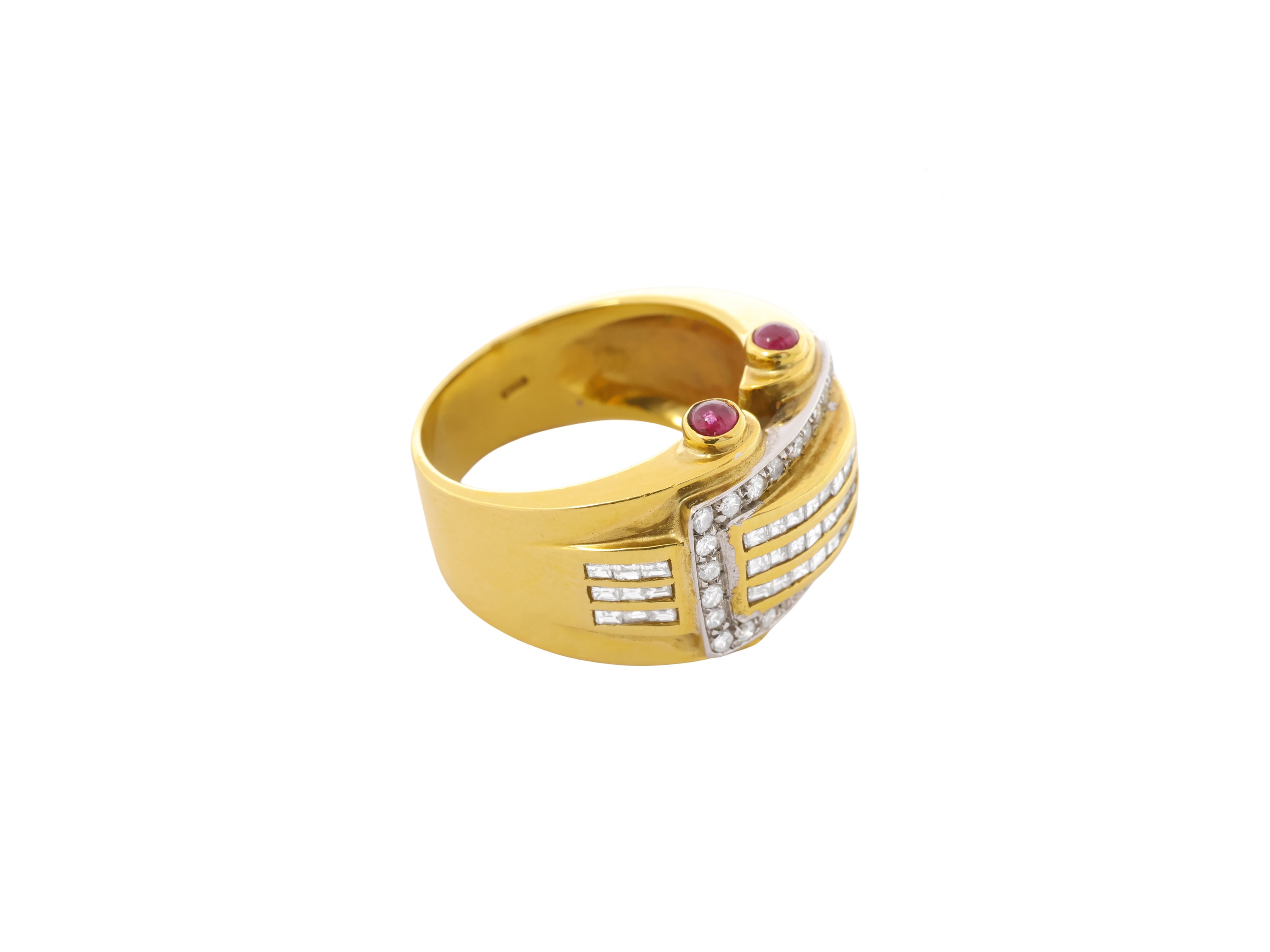 Anello in Oro Giallo 18kt, Diamanti e Rubini