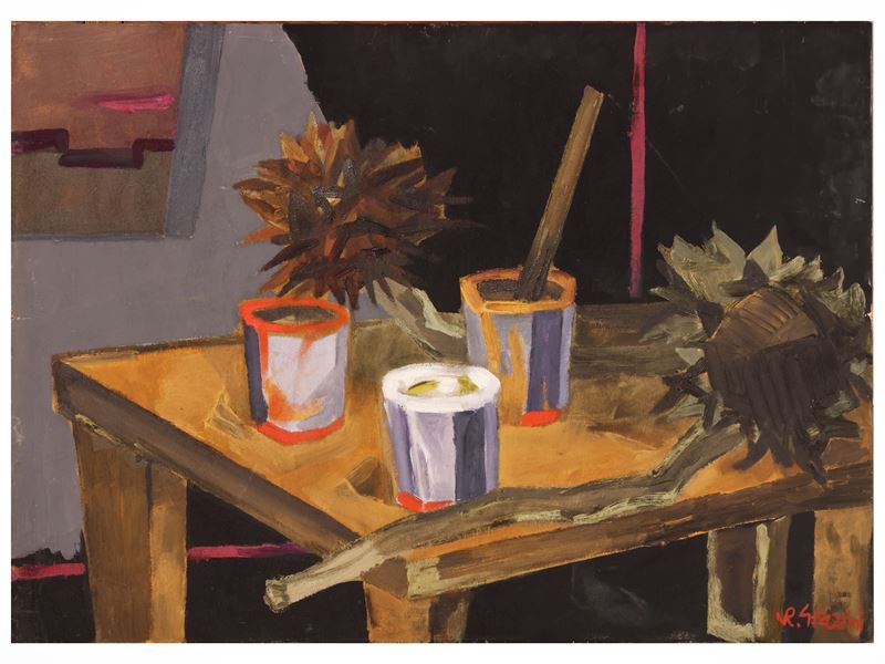 Renzo Grazzini - Natura morta, olio su tavoletta, firmato