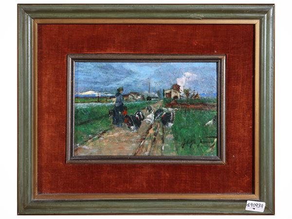 Road with farmer