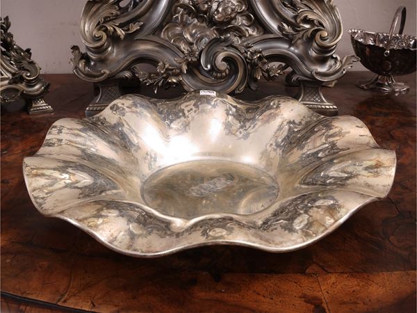 Grande vassoio centrotavola in argento, Fabbrica Italiana Argenterie