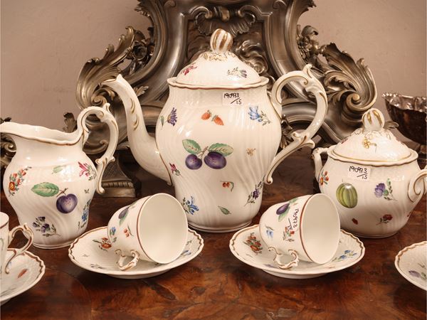 Porcelain coffee service, Italian Fruits decoration, Richard Ginori
