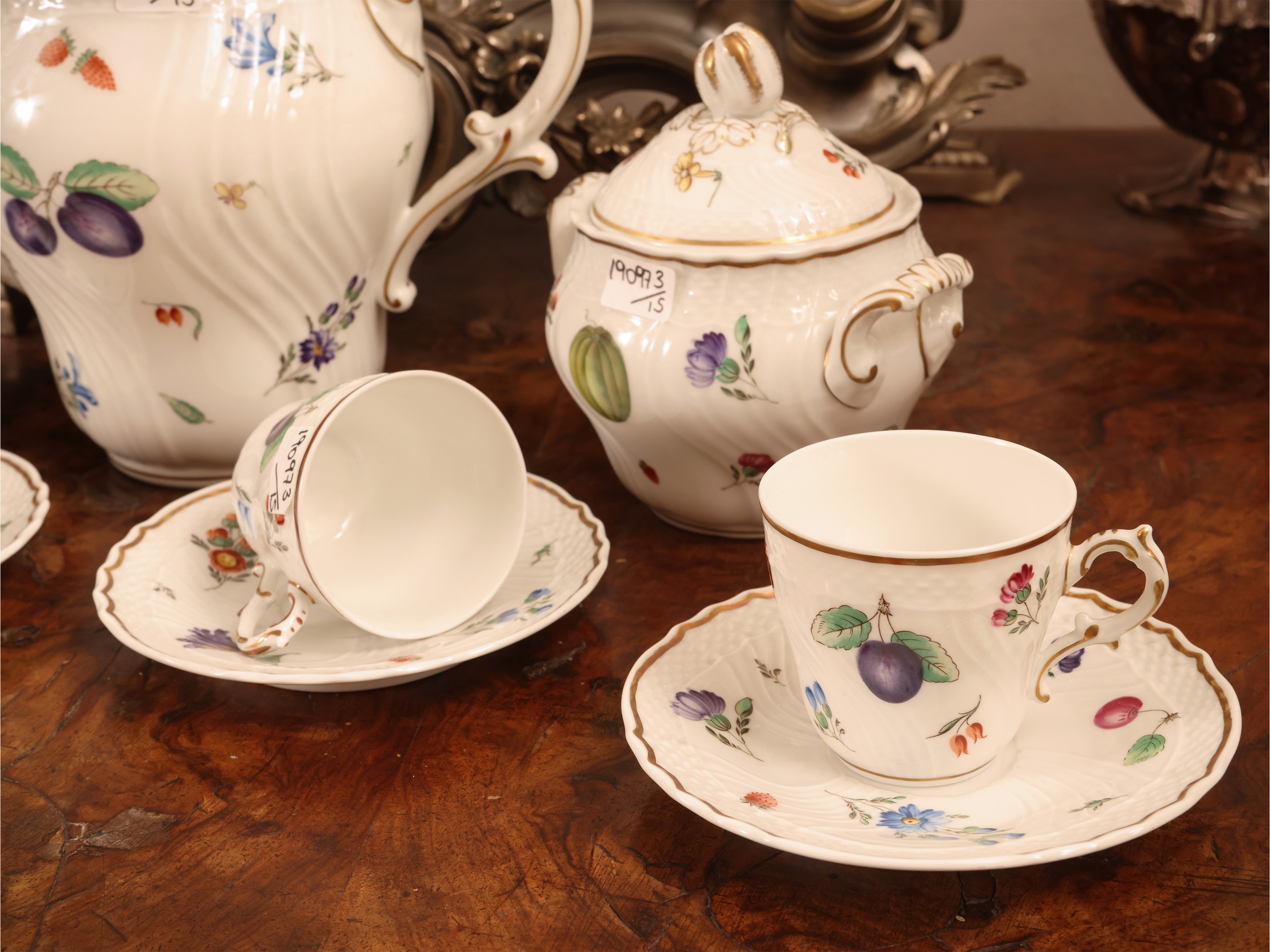 Richard Ginori, Servizio da caffè in porcellana con decoro Italian Fruits