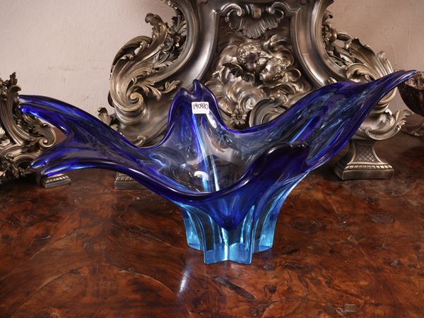 Centrotavola in vetro blu e azzurro