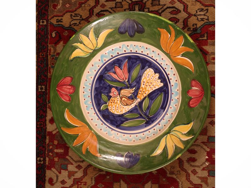 Piatto da parata in ceramica decorato, diametro 40 cm