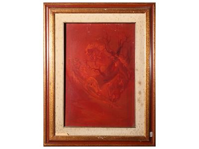 Paesaggio in Blu e Composizione in Rosso con Donna a Cavallo