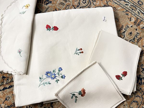 Large ivory linen tablecloth