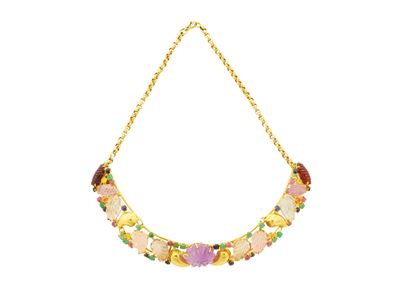 Collana in oro 18 kt con quarzi multicolor