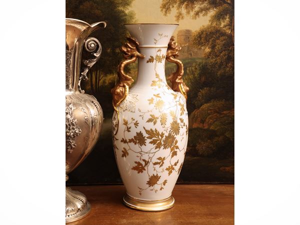 Large porcelain amphora vase, Ginori