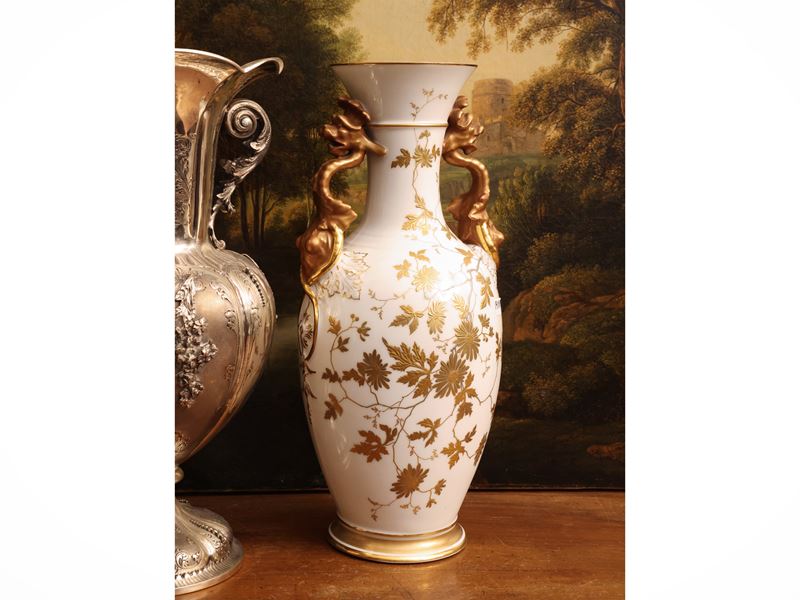 Ginori, Grande vaso ad anfora in porcellana, fine XIX secolo