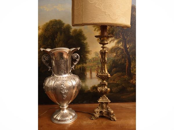 Golden metal torch holder