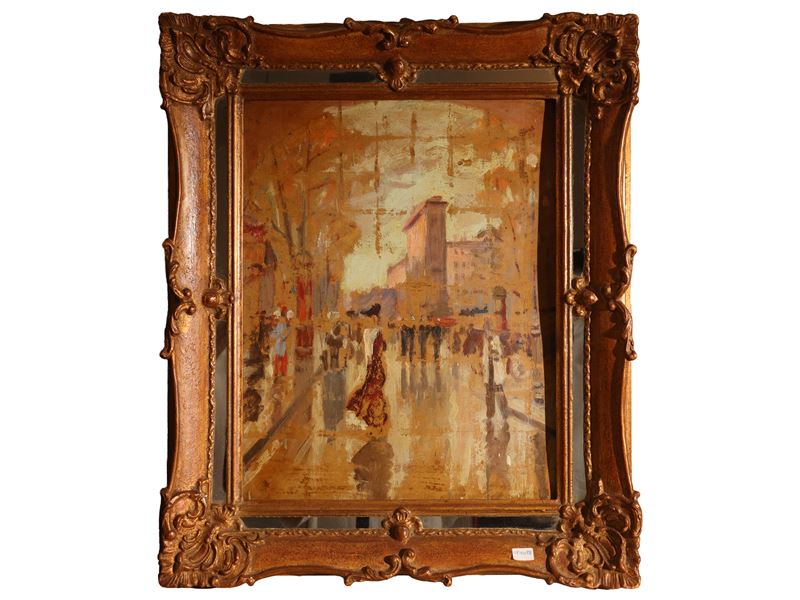 Roger Ferrero - Porte St. Denis (olio su cartone)