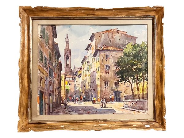 Giovanni Ospitali : Florentine glimpse  - Auction Tuscan Masters - Maison Bibelot - Casa d'Aste Firenze - Milano