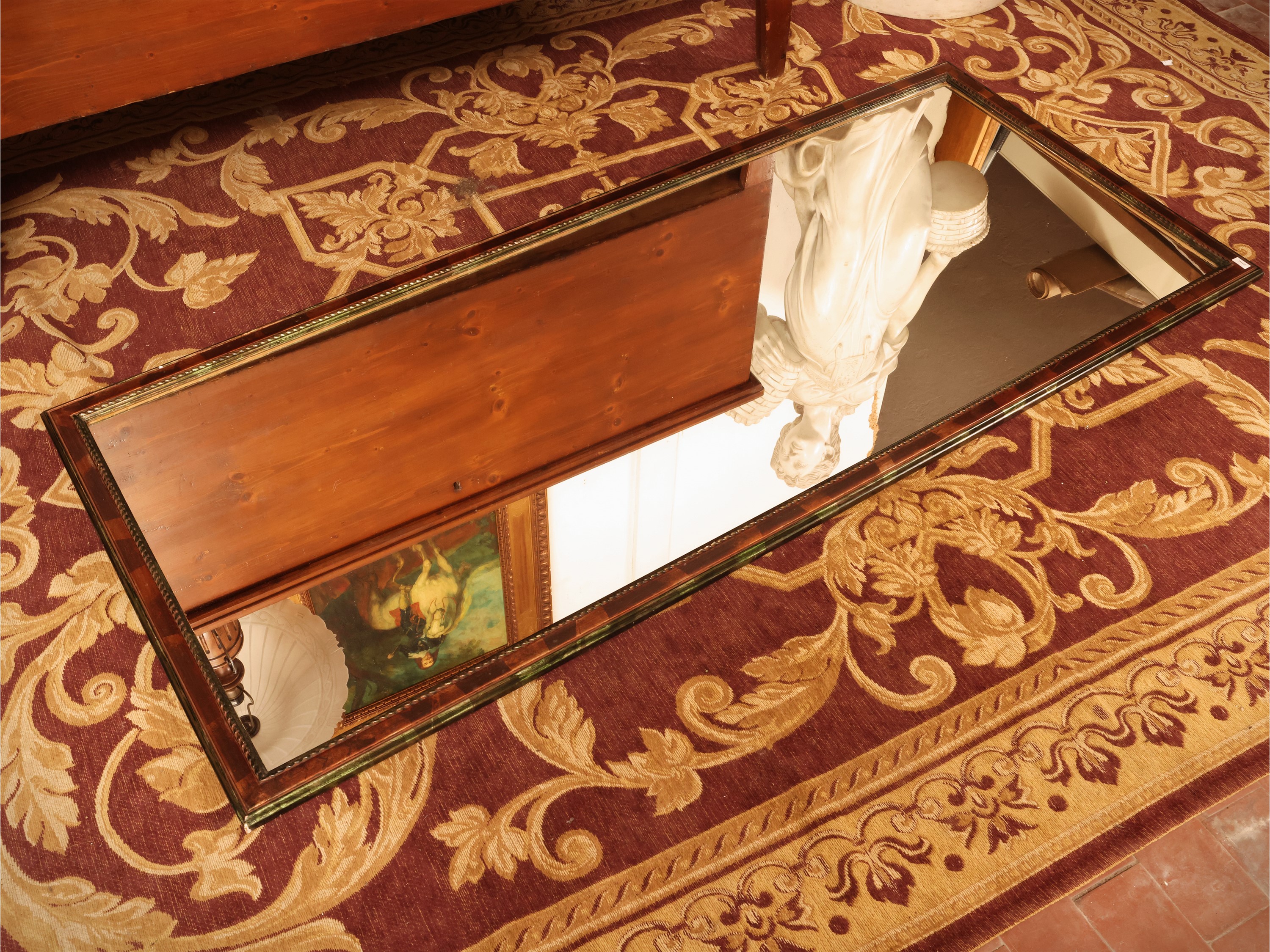 Specchiera decorativa con cornice dipinta, cm 140x60