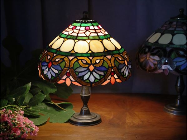 Pair of lamps in antimony and glass paste