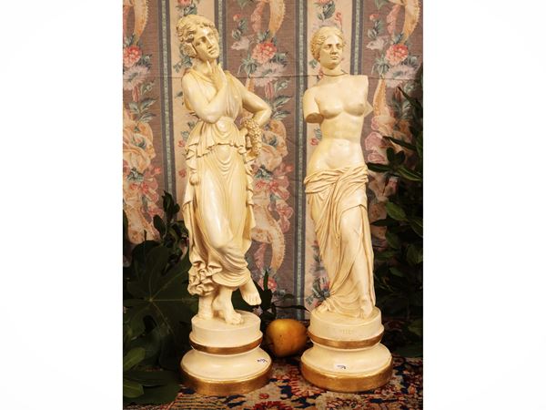 Two patinated plaster sculptures, Zaccagnini