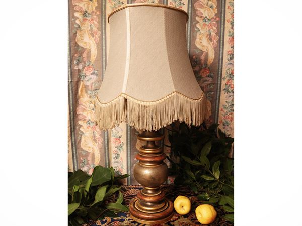 Large table lamp in golden wood
