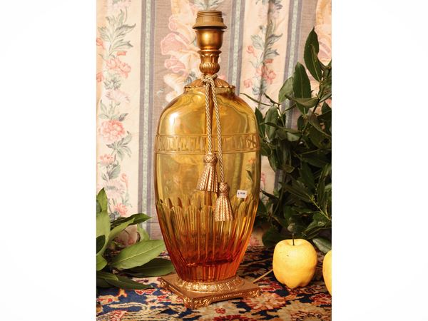 Amber glass table lamp