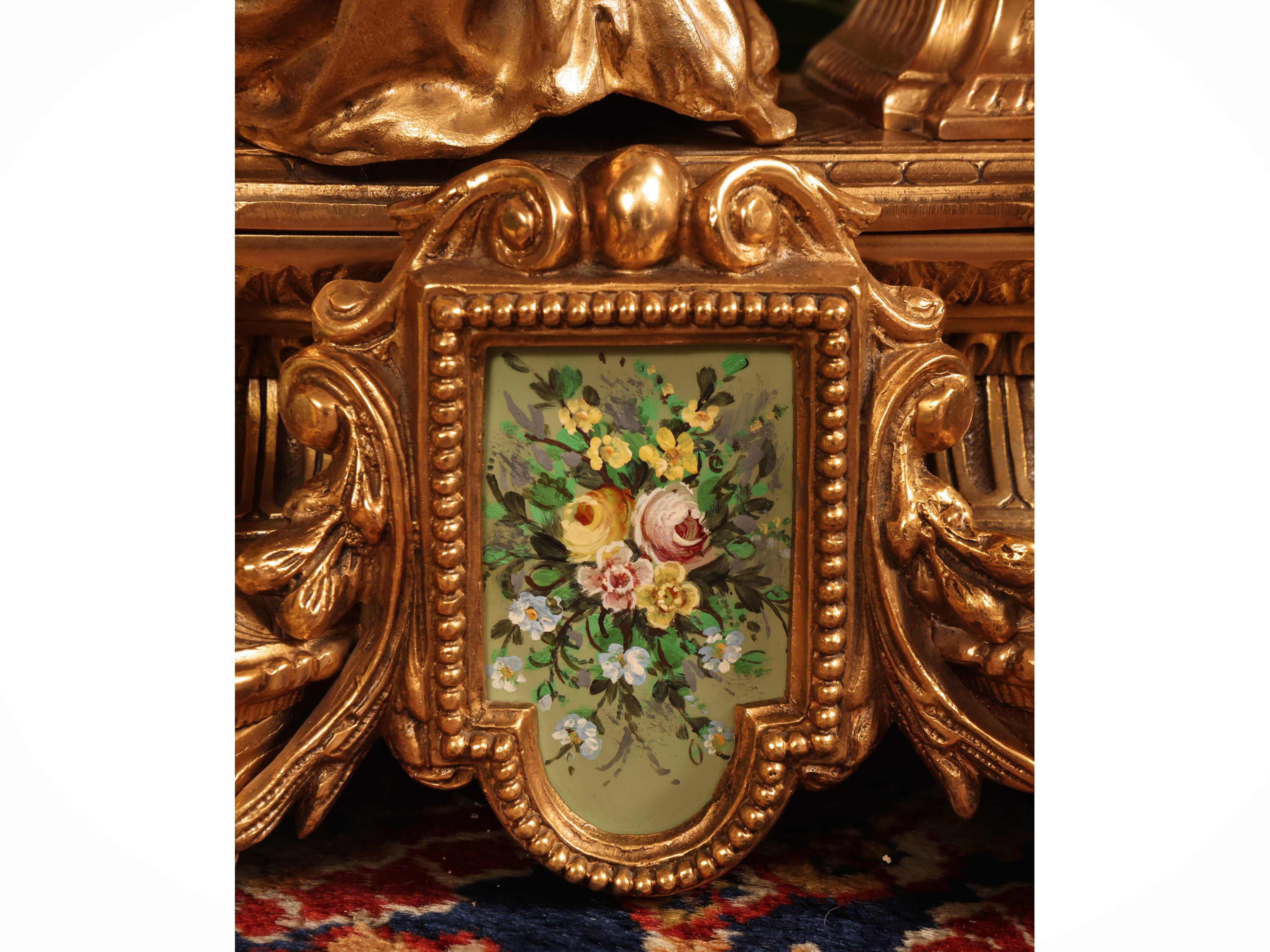 Orologio da tavolo, stile ottocentesco, metallo dorato