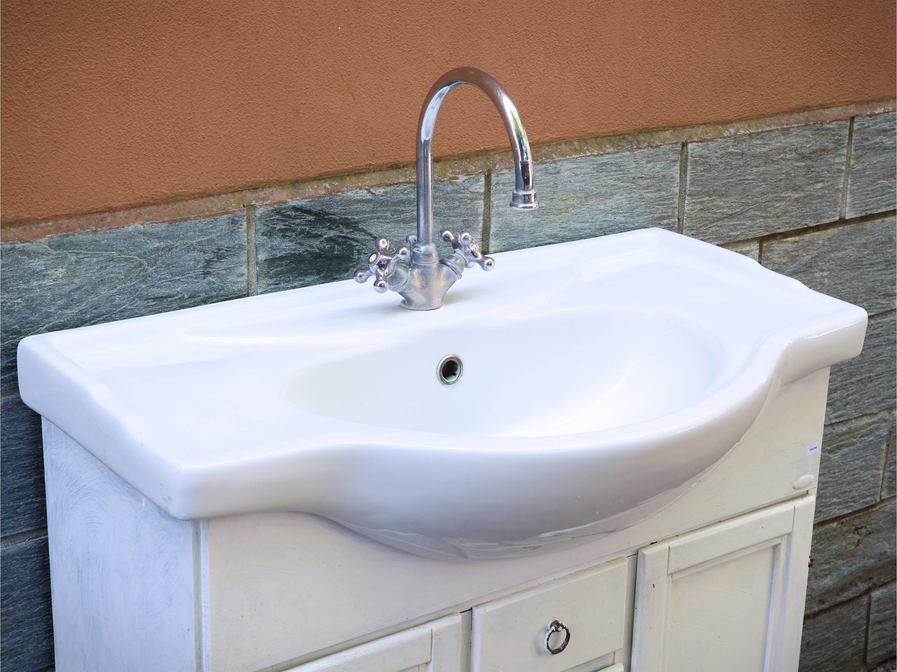 Lavabo per bagno, in legno laccato bianco, stile shabby chic