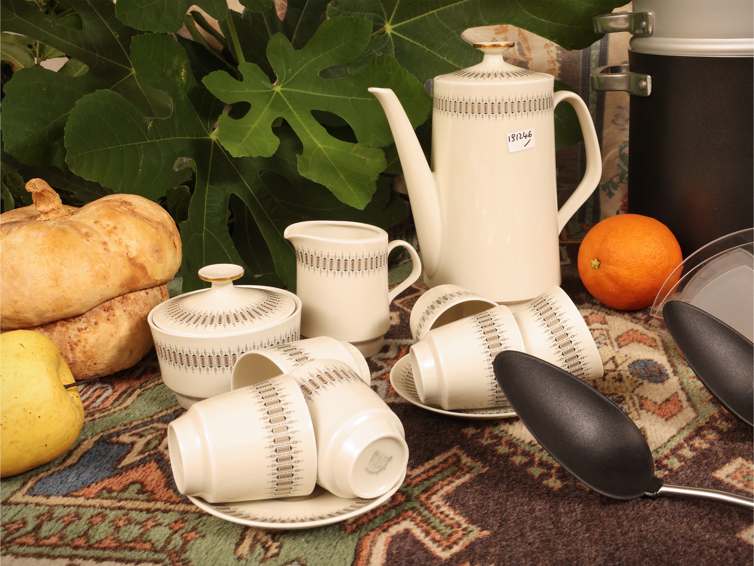 Set da caffè in porcellana e accessori per la casa, con pentola pastaiola