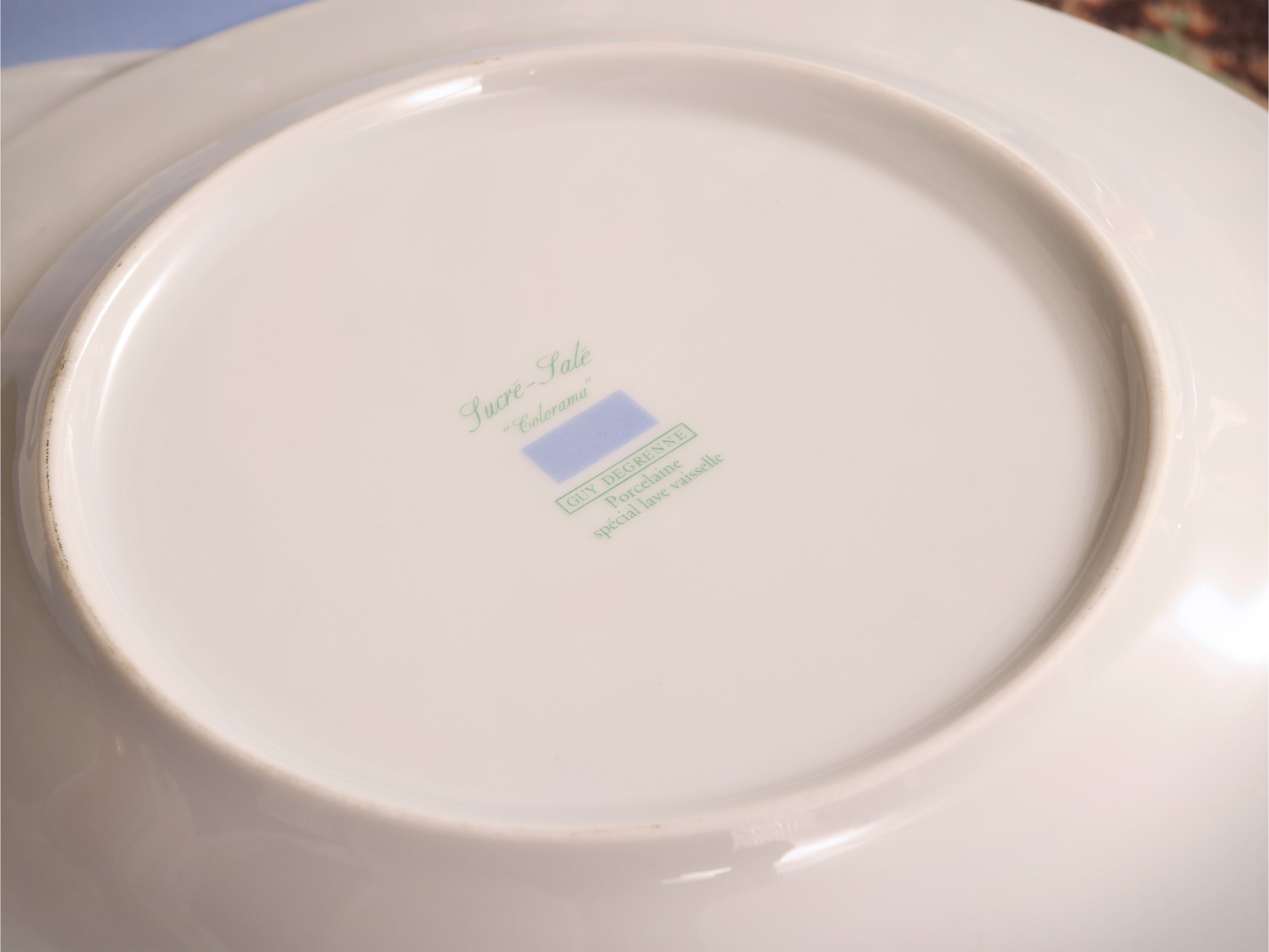 Set da brunch, porcellana Guy Degrenne blu con zuppiera e coltelli