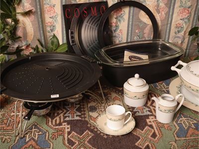 Accessori per la tavola, griglia da tavolo e casseruola con assortimento in porcellana