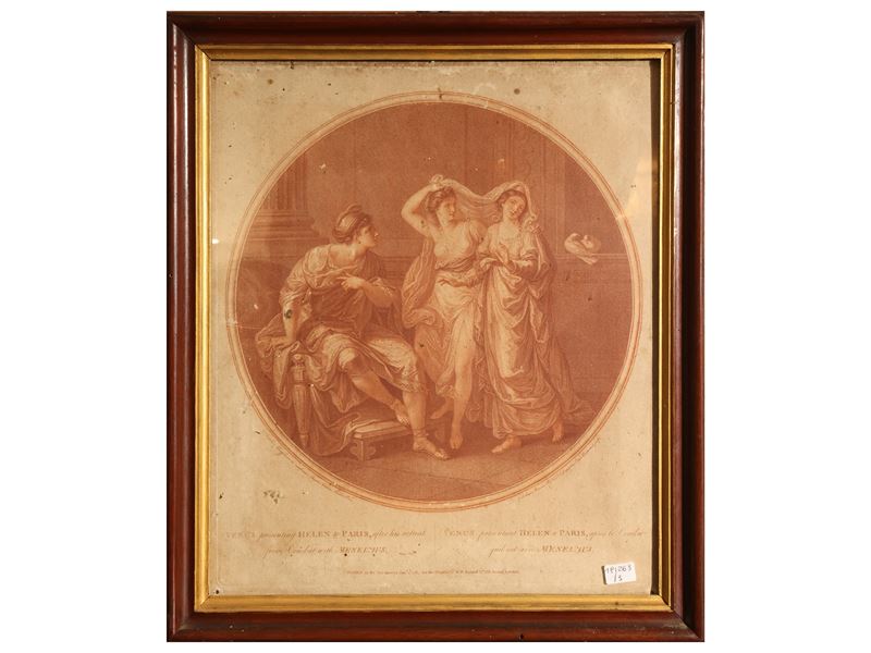Kauffman (1741-1807), Scena mitologica (coppia di incisioni) e Simmons (1811-1882), La pesca del ...