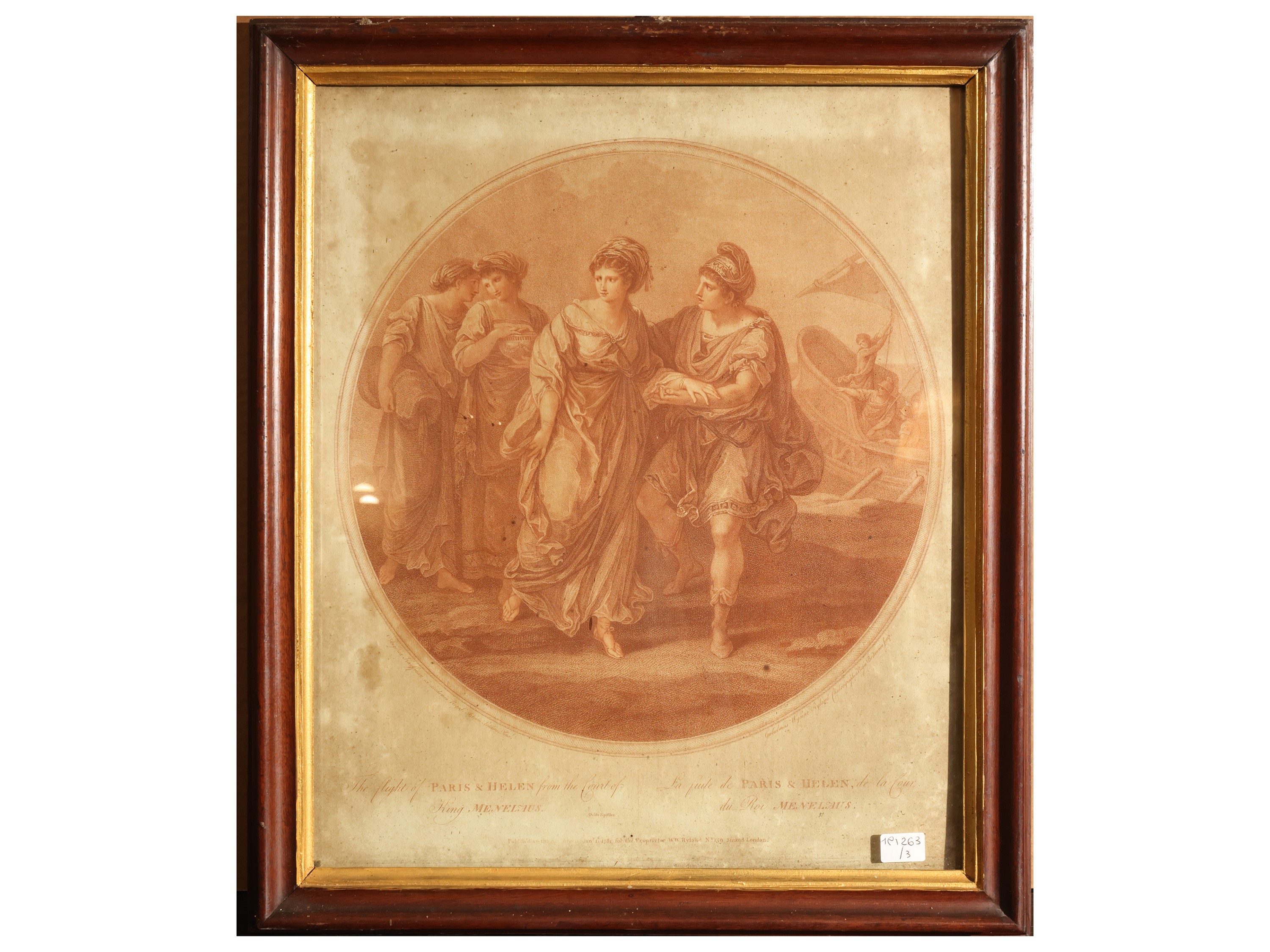Kauffman (1741-1807), Scena mitologica (coppia di incisioni) e Simmons (1811-1882), La pesca del ...