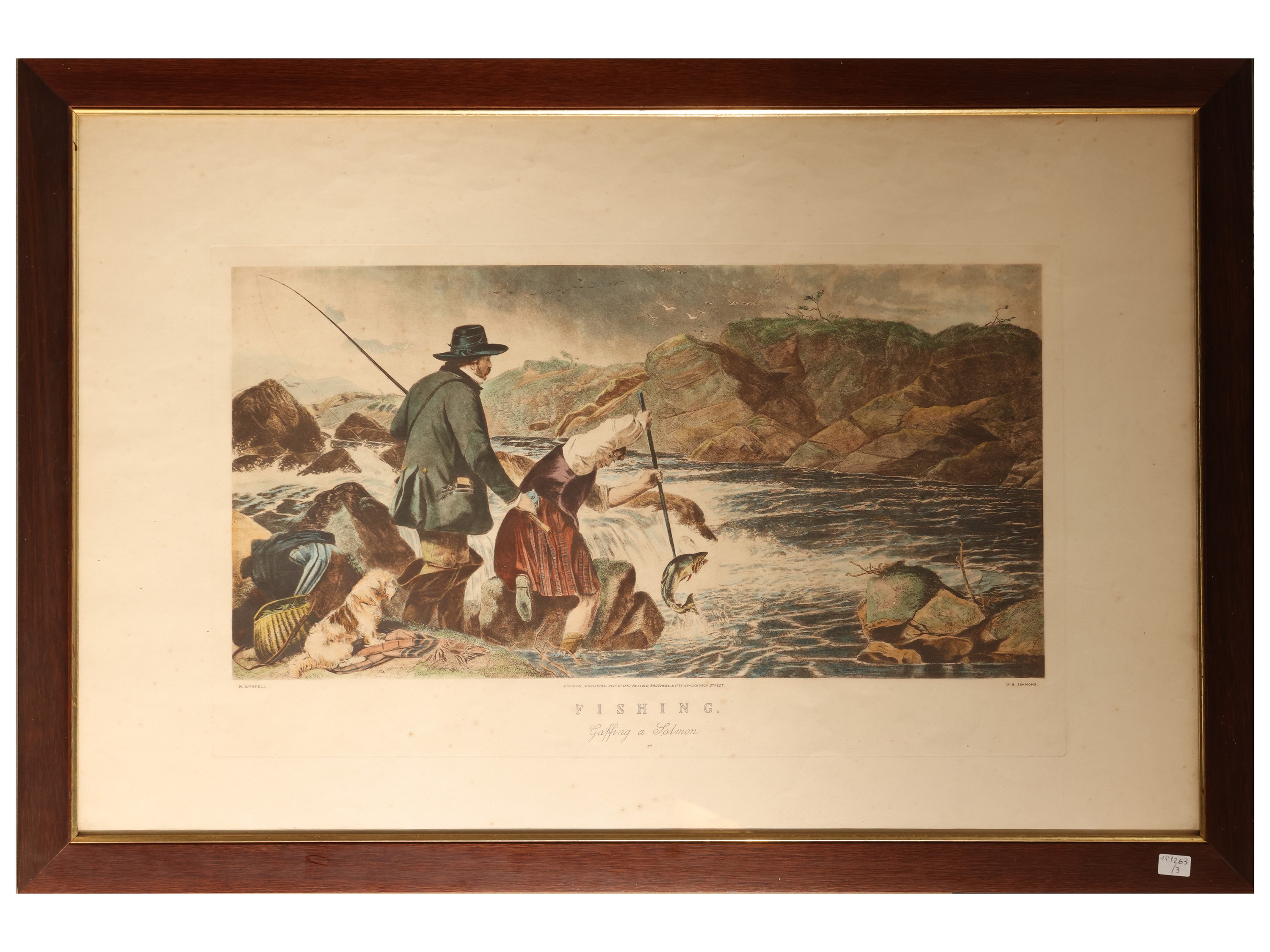 Kauffman (1741-1807), Scena mitologica (coppia di incisioni) e Simmons (1811-1882), La pesca del ...