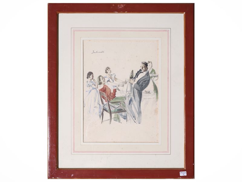 Armand Massonet - Intimitè, Triomphe, Dimanche e Accord, serie di quattro fotolitografie