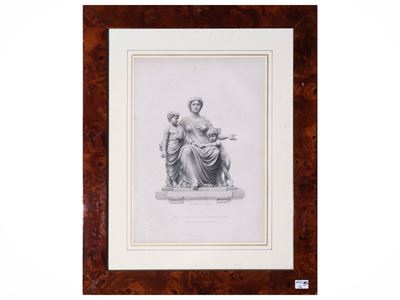 Lotto di grafica, raccolta di litografie a soggetto classico e veduta di parco (fine XIX/inizi XX...