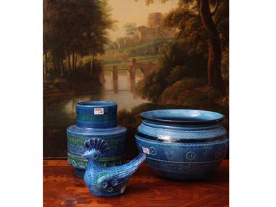 Bitossi, Accessori per la casa in ceramica smaltata blu