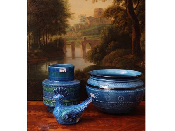 Accessori per la casa in ceramica smaltata blu, Bitossi