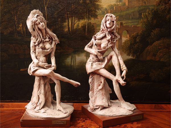 Pair of terracotta sculptures