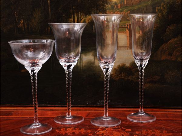 Set of large blown glass glasses