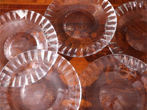 Series of five crystal dessert plates, Baccarat
