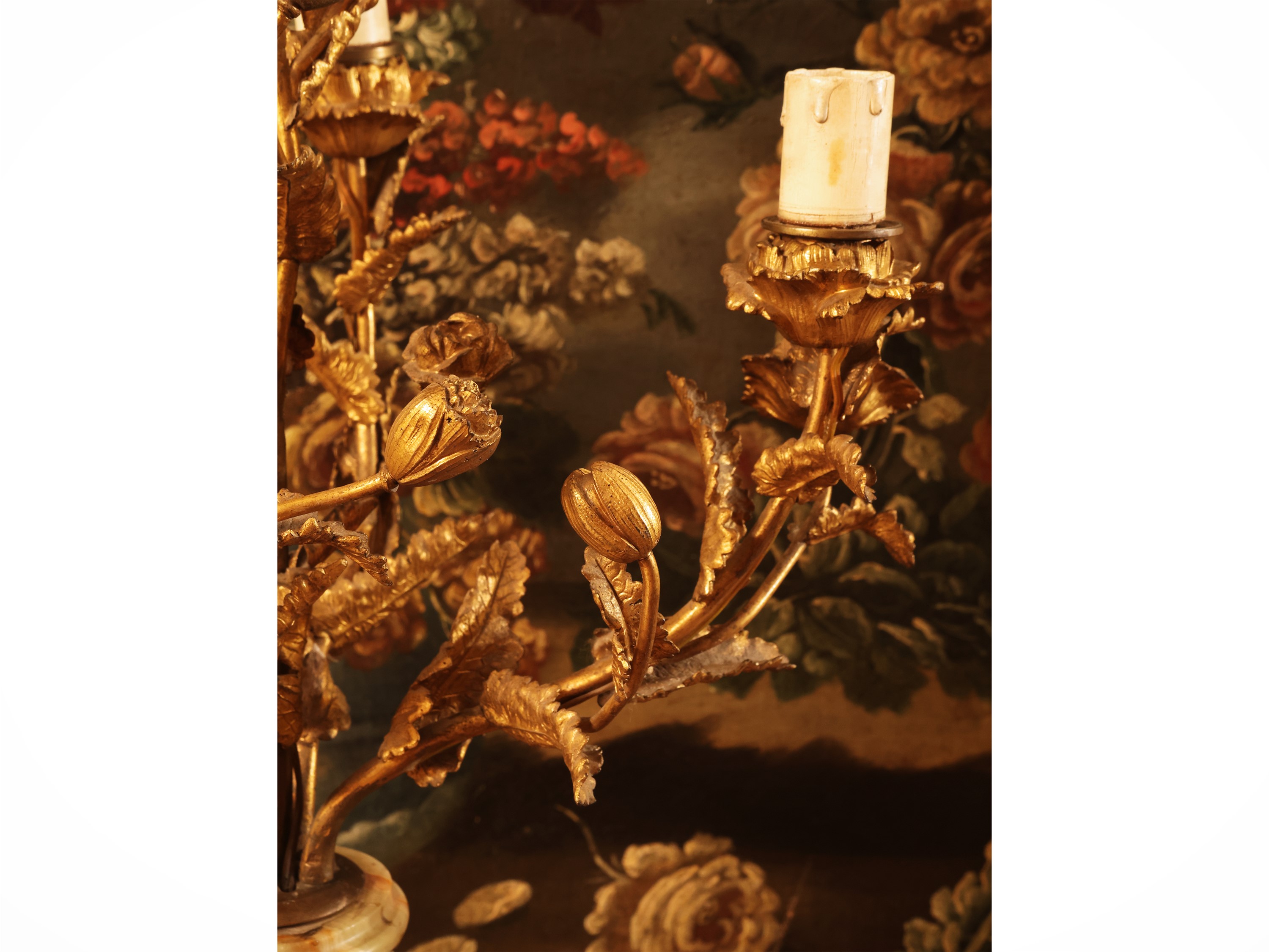 Lume da tavolo, onice e bronzo dorato, XIX secolo