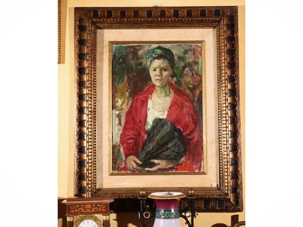 Mario Bucci : Ritratto di signora  - Asta Déballage. Occasioni in asta - Maison Bibelot - Casa d'Aste Firenze - Milano