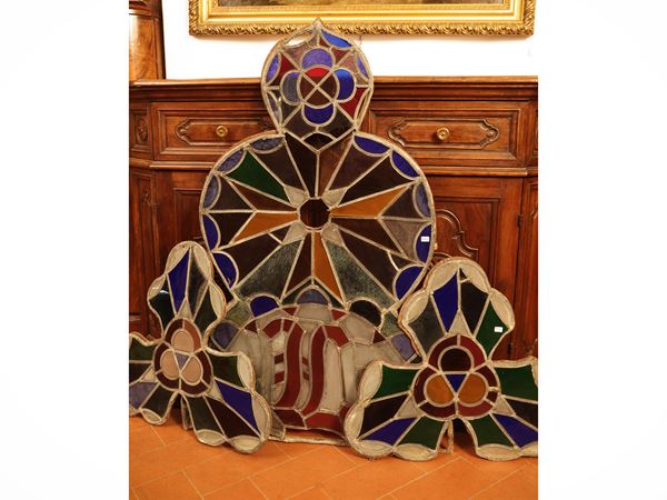 Three ancient cathedral stained glass windows