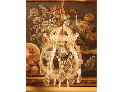 Piccolo lampadario in stile Maria Teresa, vetro e cristallo