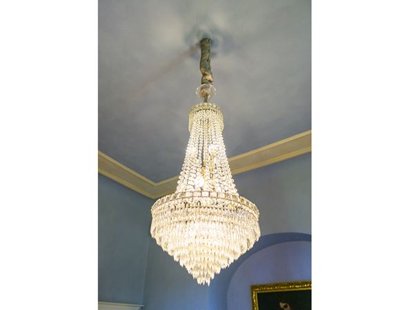 Lampadario a paniere in cristallo