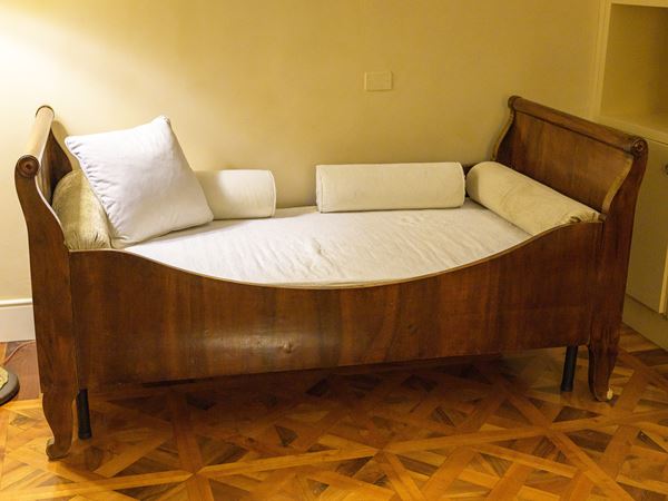 Single walnut sleigh bed