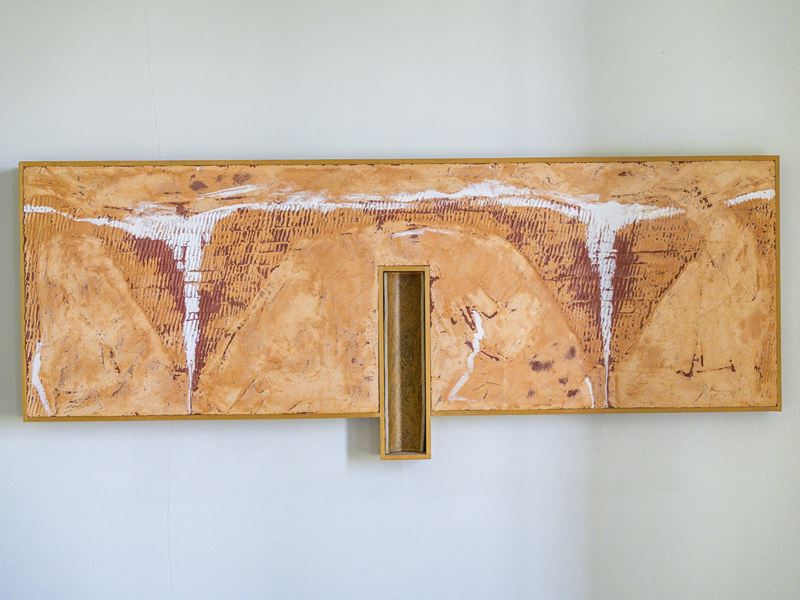 Flaviano Poggi - Composizione in pannello con elementi in legno e altri materiali