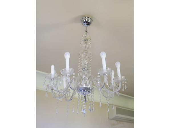 Lampadario in vetro soffiato e cristallo molato  - Asta Una villa a Firenze - Maison Bibelot - Casa d'Aste Firenze - Milano