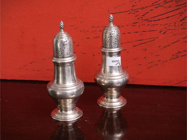 Pair of small sterling silver sugar shakers, Tiffany & Co.