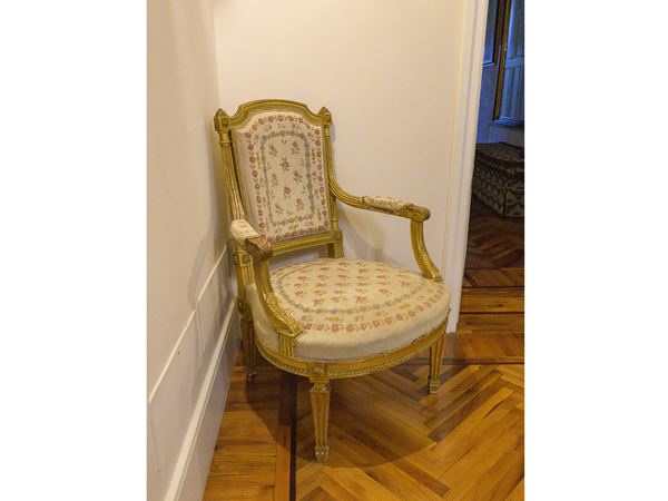 Armchair in carved and gilded wood  (19th century)  - Auction A Villa in Florence - Maison Bibelot - Casa d'Aste Firenze - Milano