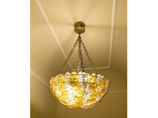 Lampadario in vetro soffiato di Murano
