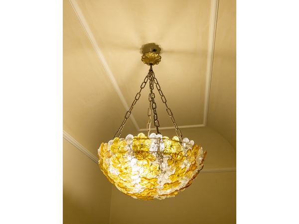 Lampadario in vetro soffiato di Murano